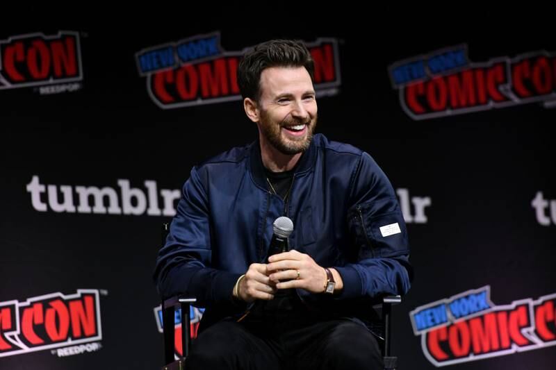 NEW YORK, NEW YORK - OCTOBER 14: Chris Evans speaks at a panel during New York Comic Con 2023 - Day 3 at Javits Center on October 14, 2023 in New York City. (Photo by Craig Barritt/Getty Images for ReedPop)