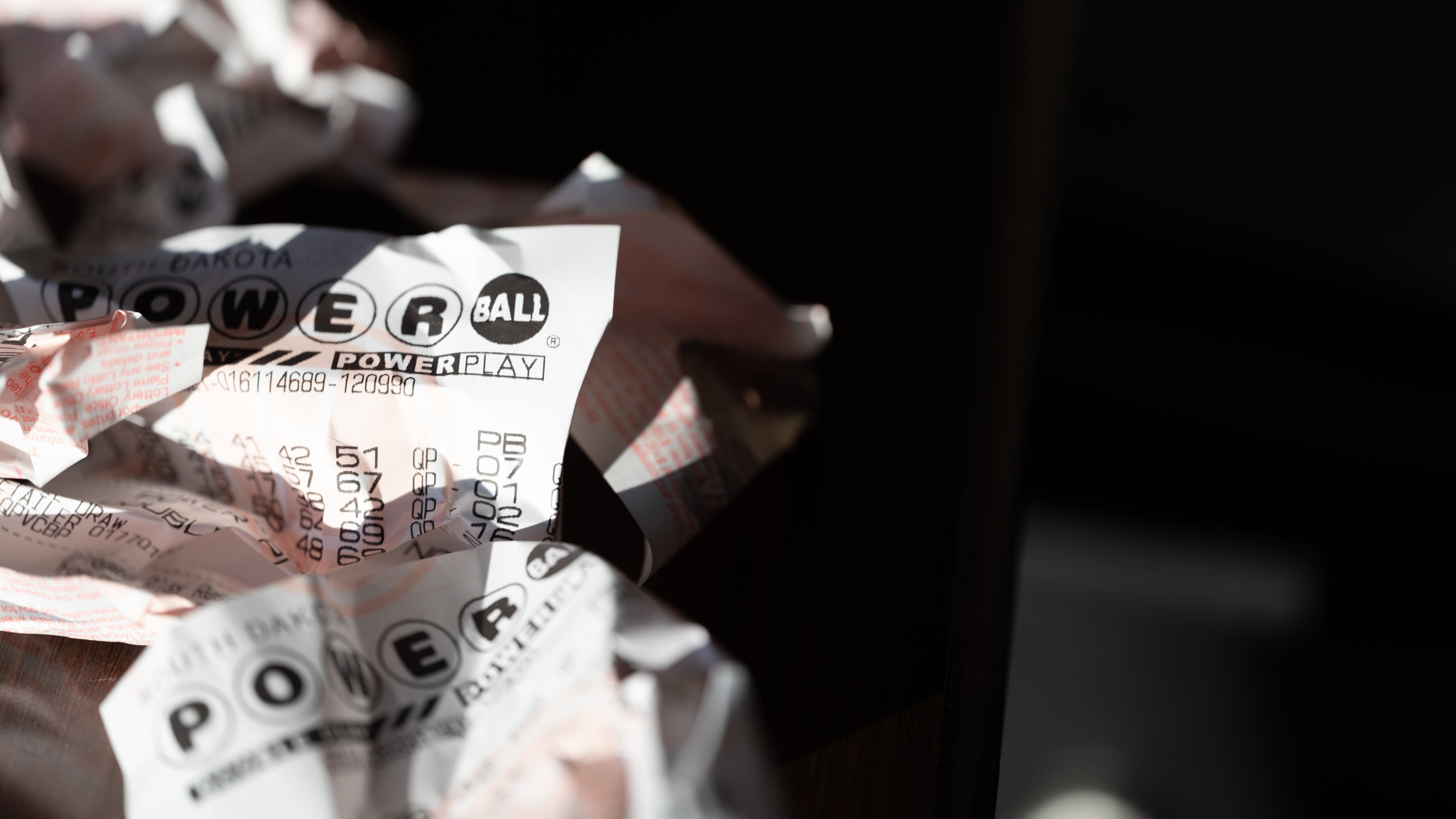 Crumpled Powerball tickets